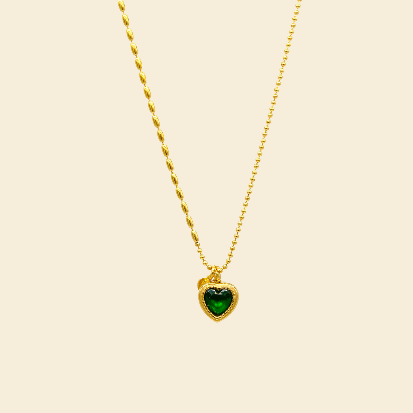 Green Gem Heart Necklace