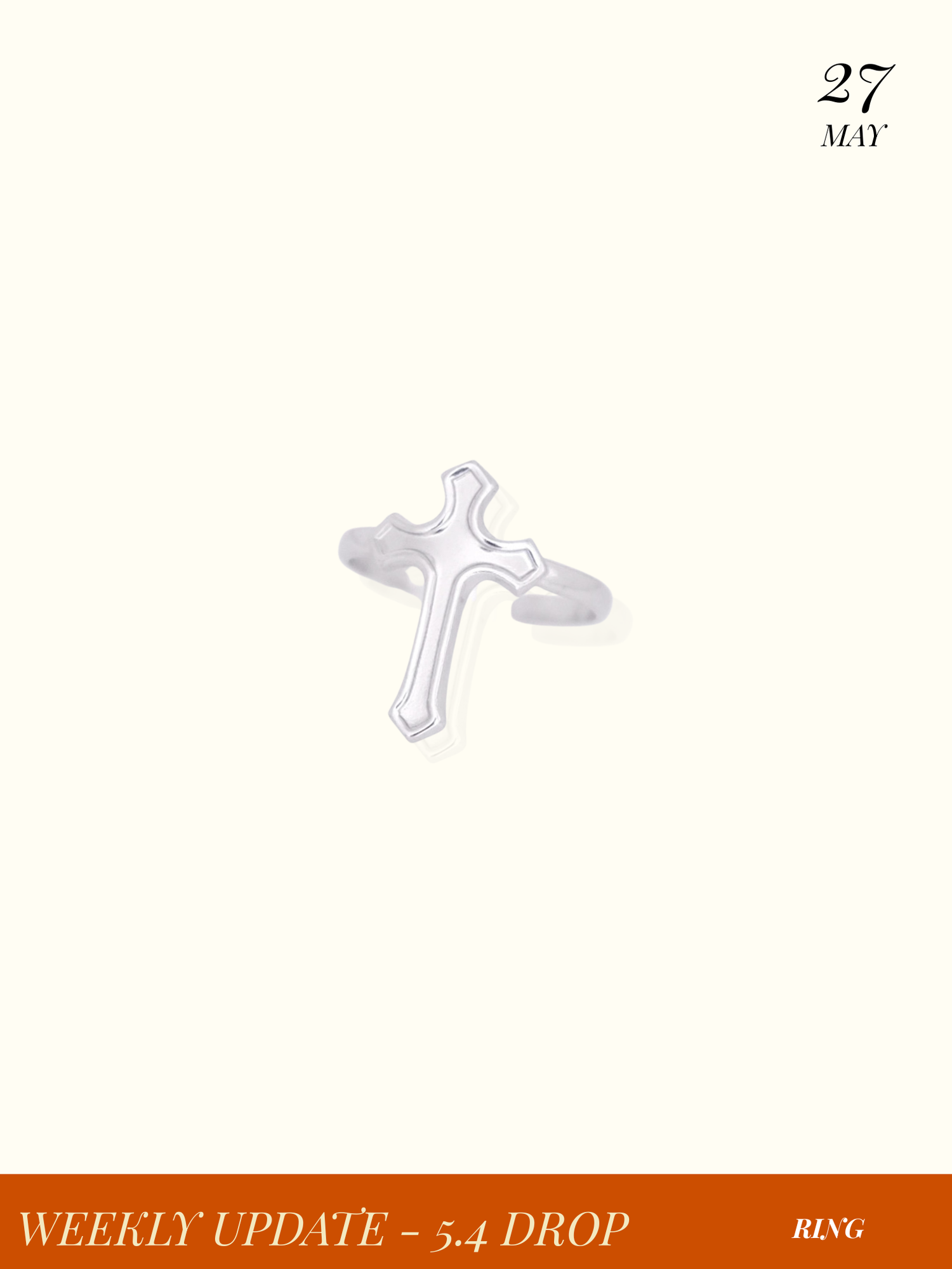 Sculptural Molten Cross Open Ring