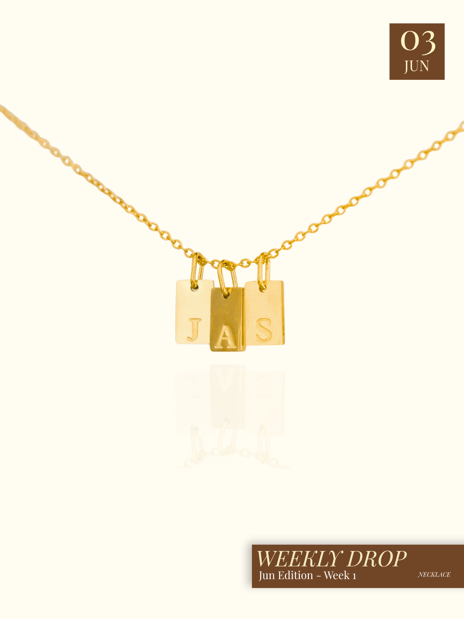 Signature Minimalist 3 Initial Tag Necklace