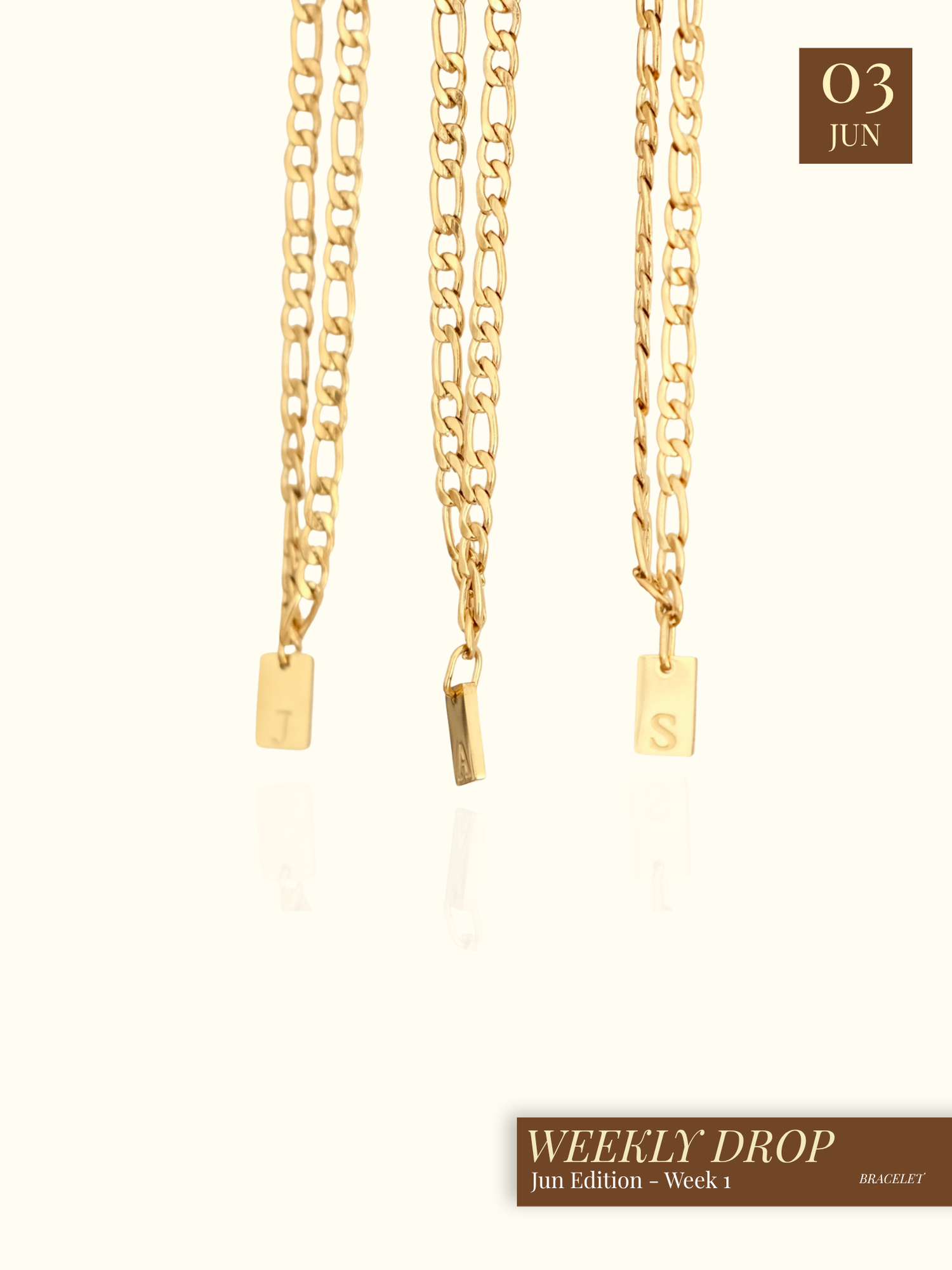 Signature Initial Tag Link Bracelet