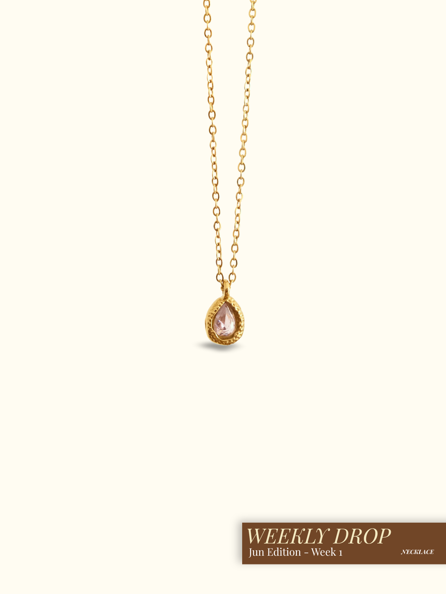 Teardrop Luminary Bezel Birthstone Necklace