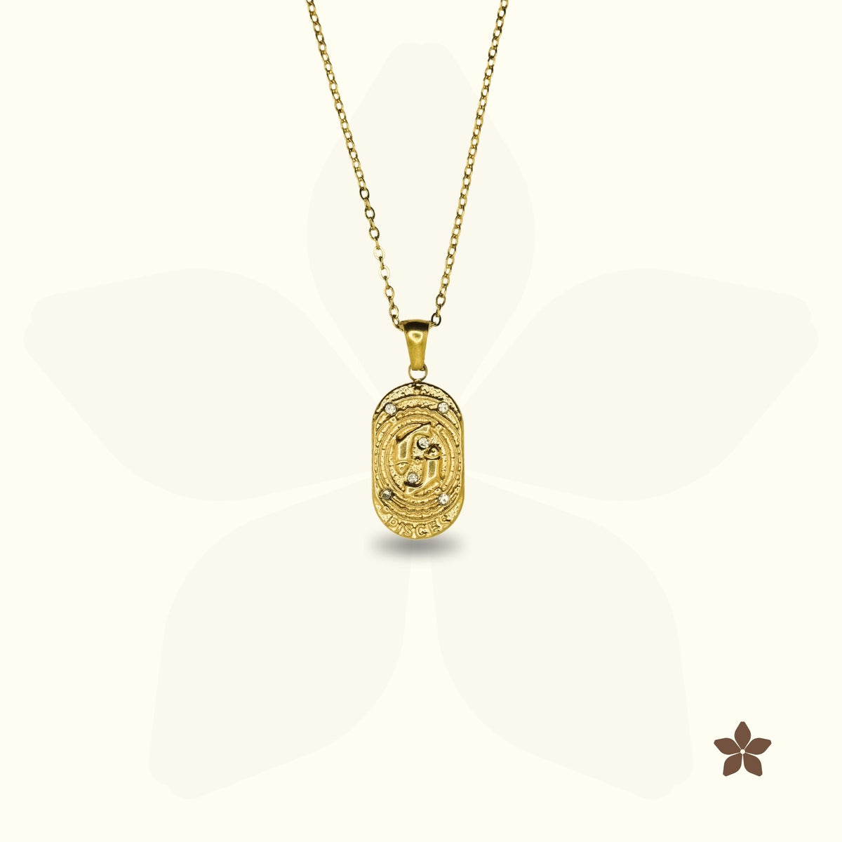 Vintage Zodiac Oval Crest Necklace