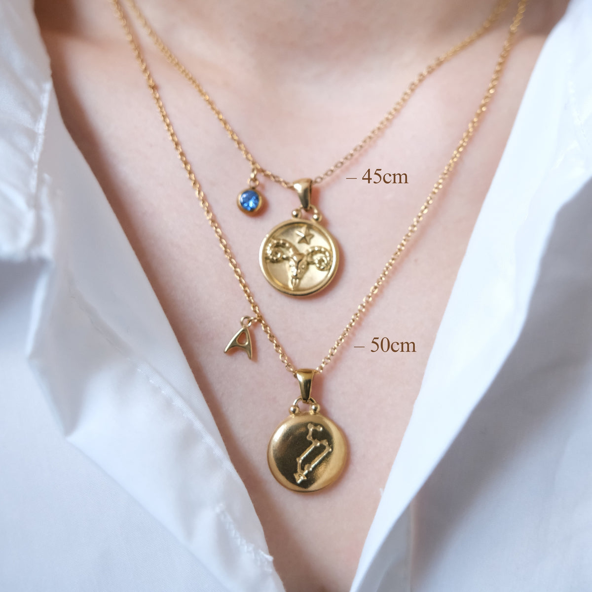 Classic Zodiac Signet Coin Necklace - with Birthstone
