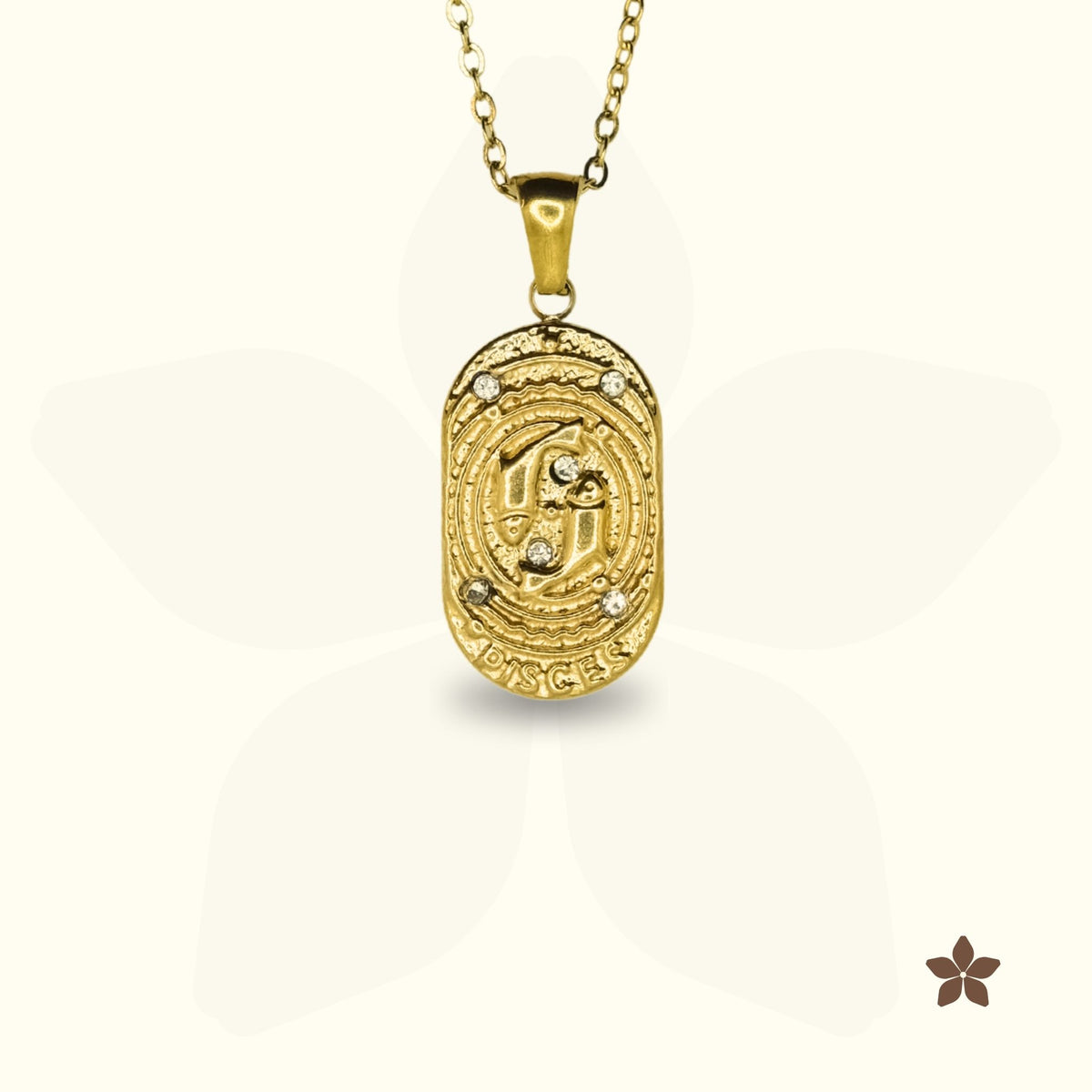 Vintage Zodiac Oval Crest Necklace