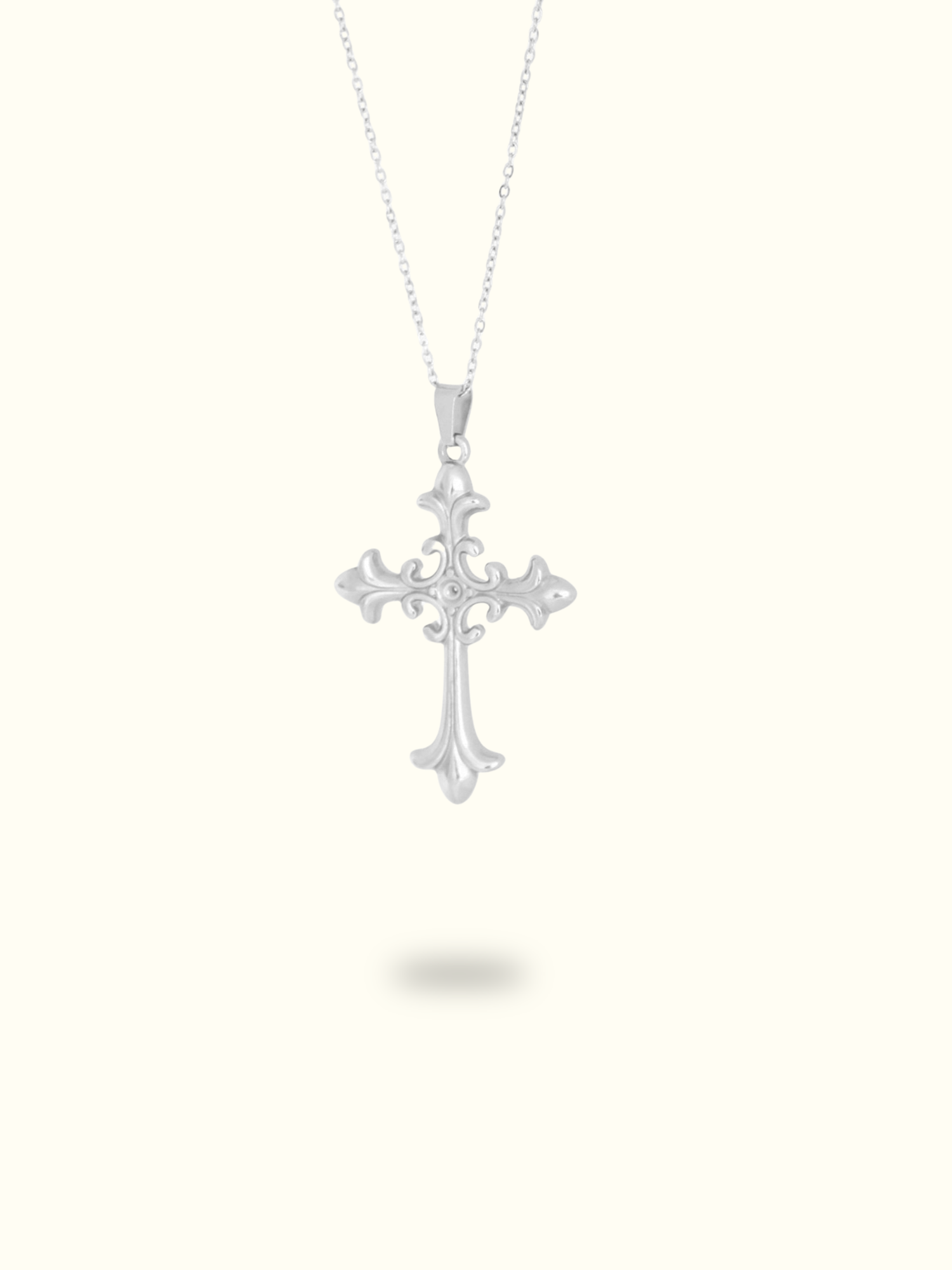 Silver Textured Cross Necklace