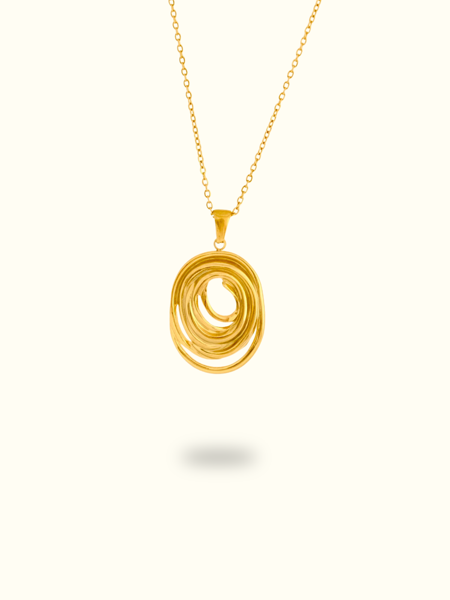Abstract Oval Spiral Pendant Necklace