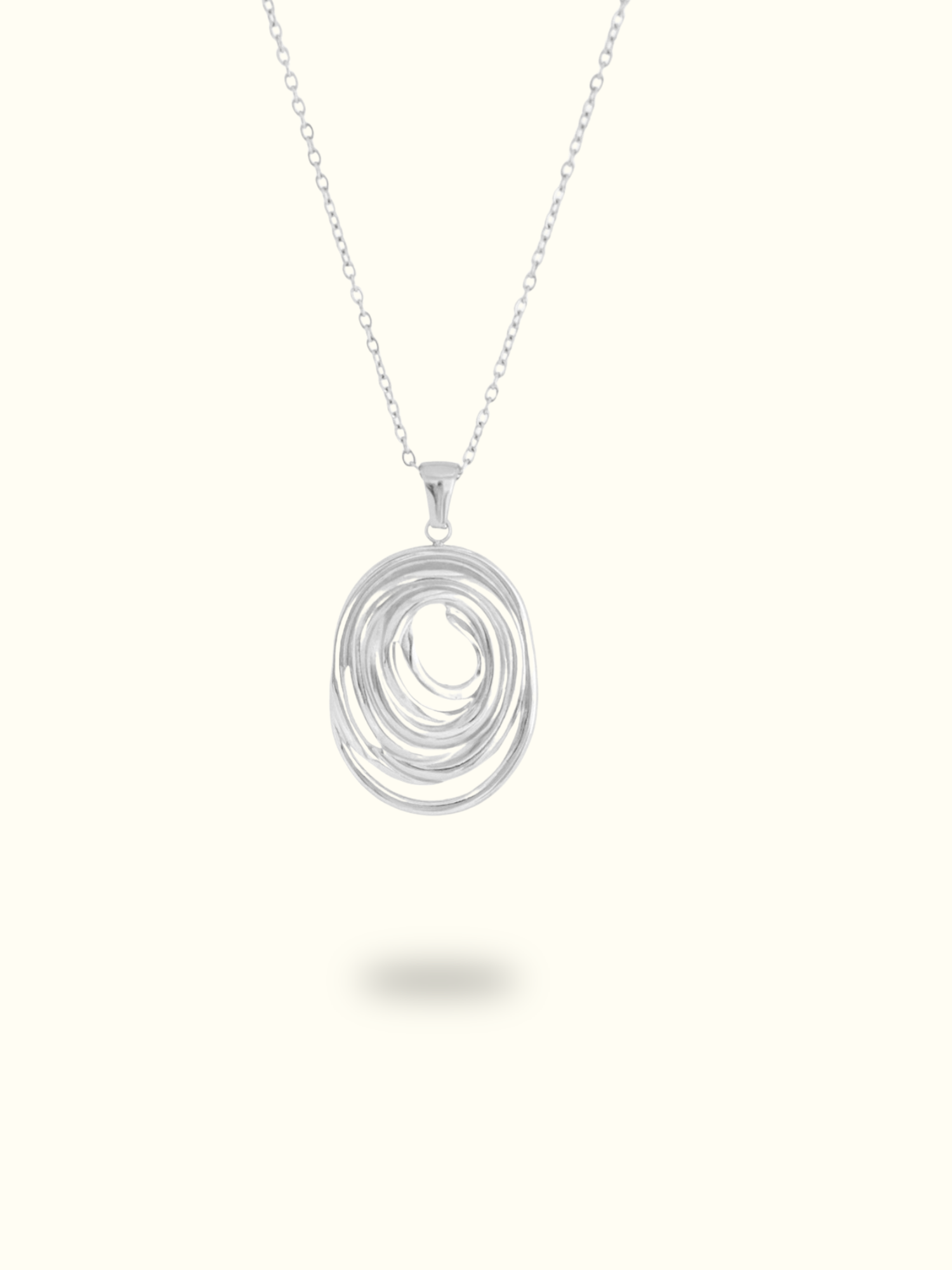 Abstract Oval Spiral Pendant Necklace
