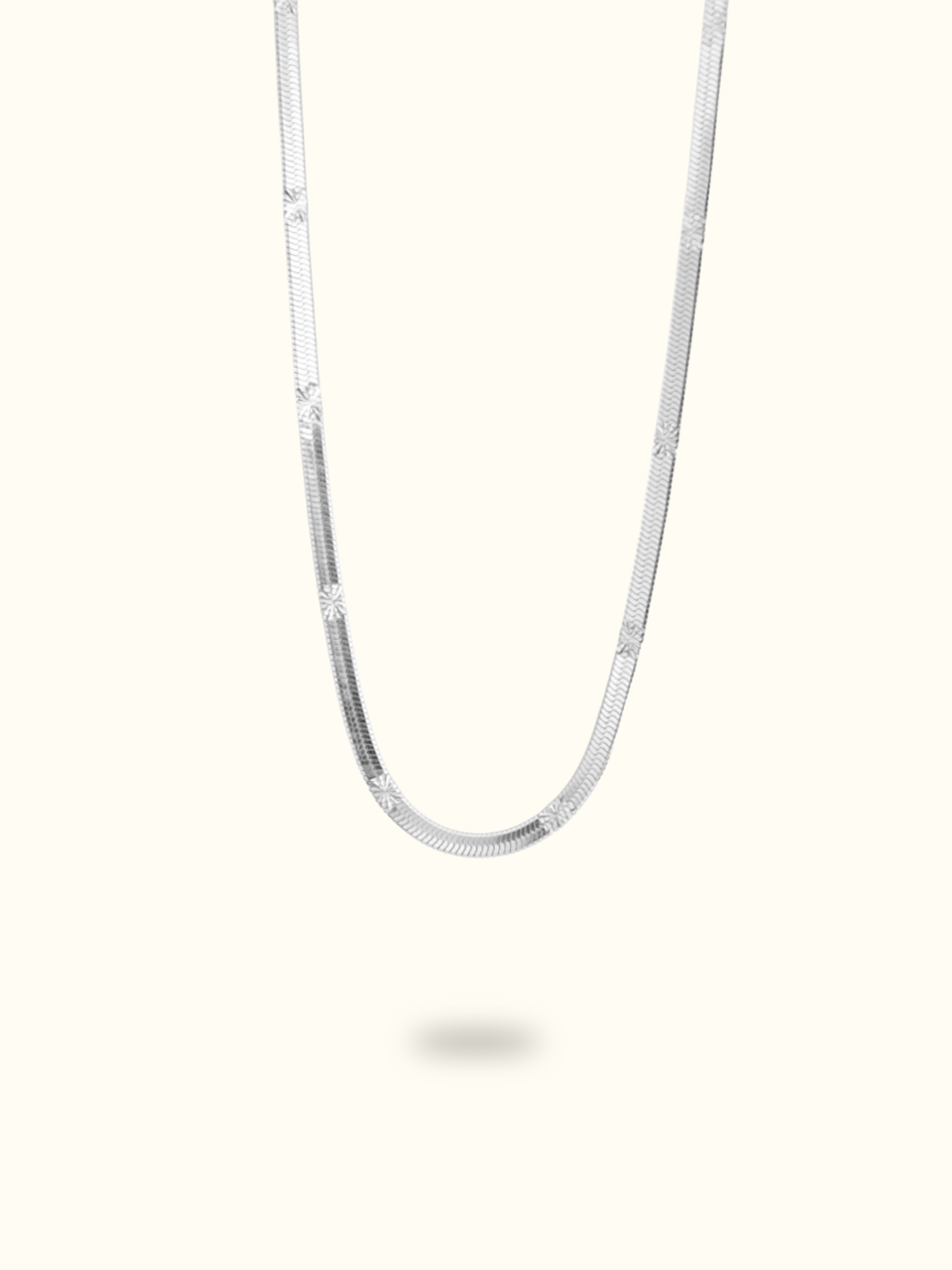 Silver Star Herringbone Chain Necklace