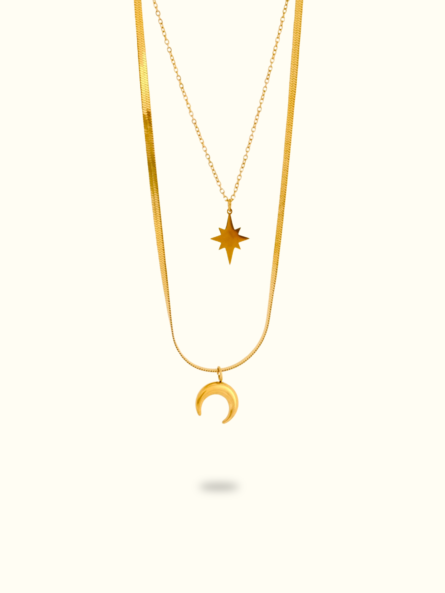 Moon and Star Layered Necklace