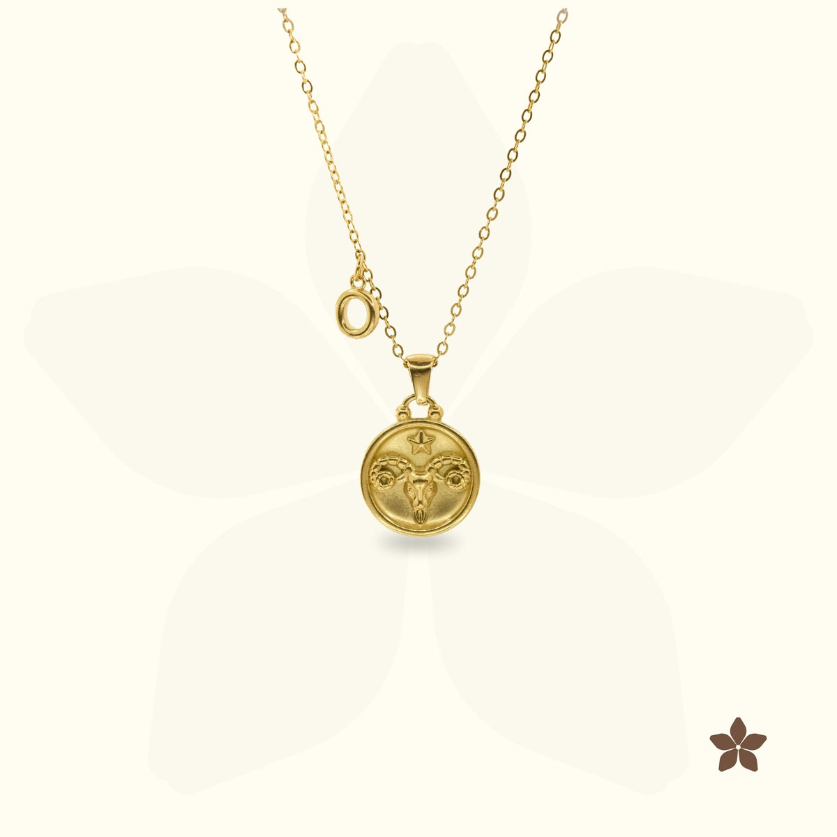 Classic Zodiac Signet Coin Necklace with Alphabet Letter