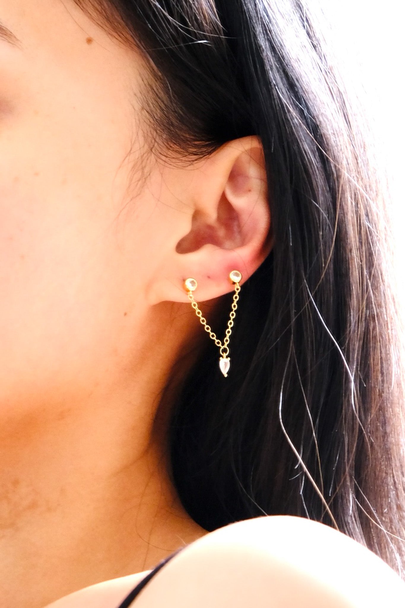 Minimalist Chain Drop Studs