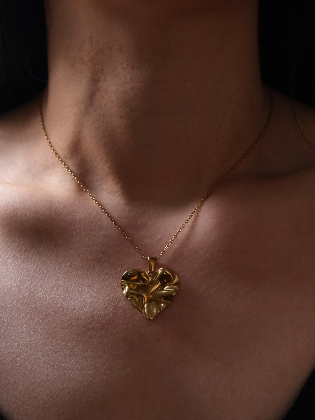 Hammered Heart Pendant Necklace