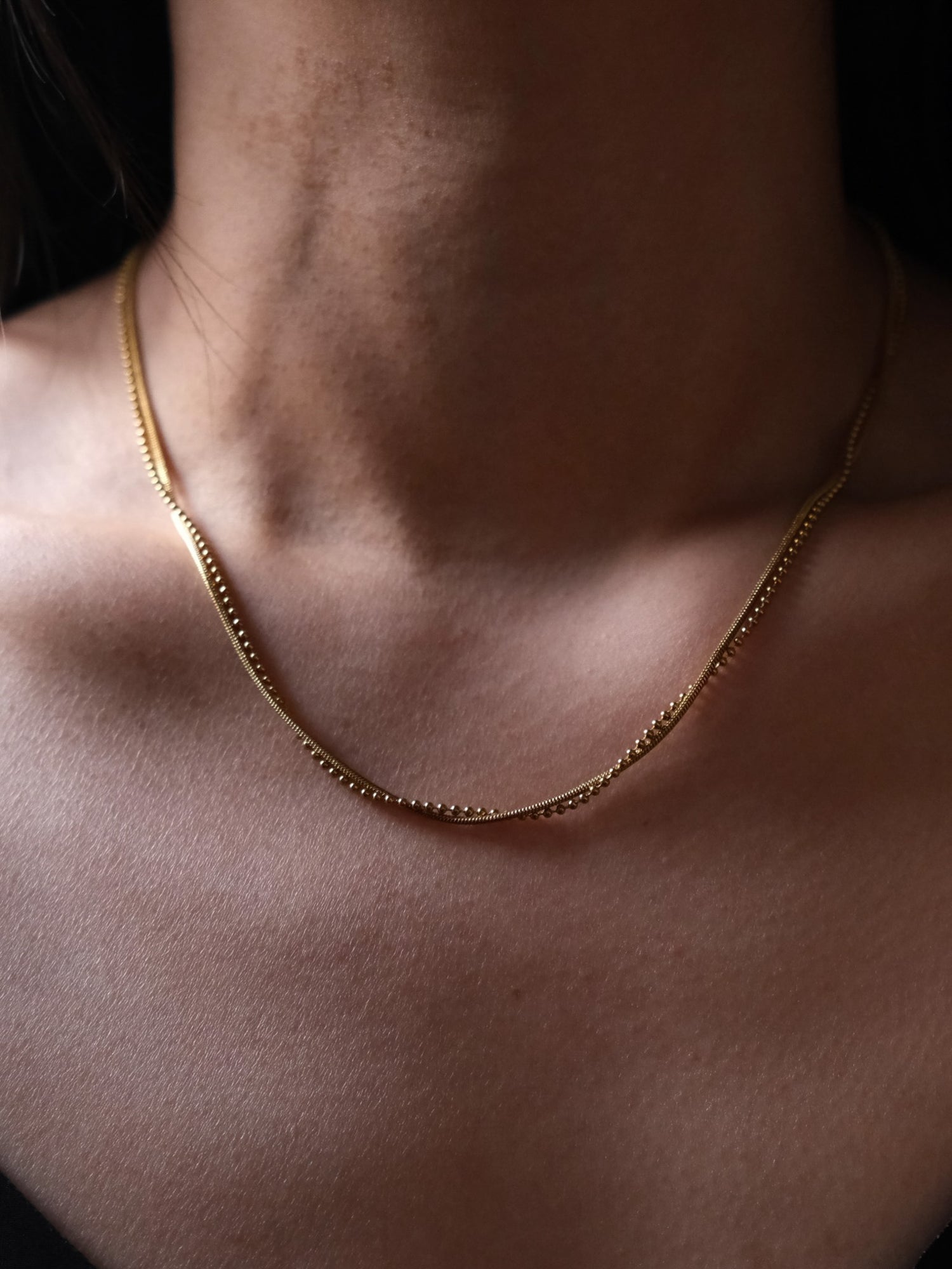 Snake chain & ball chain necklace