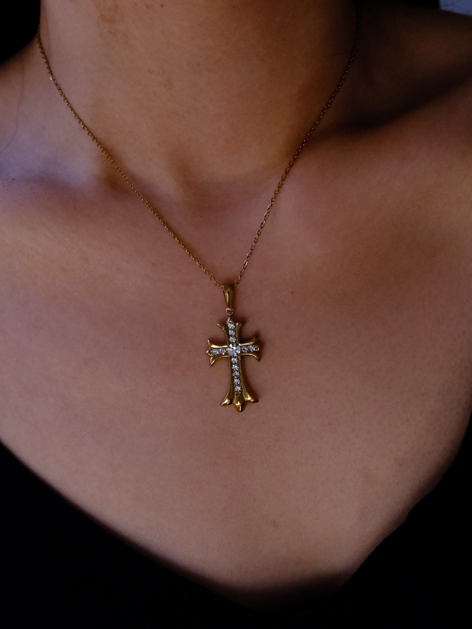 Molten Liquid Cross Pendant Necklace