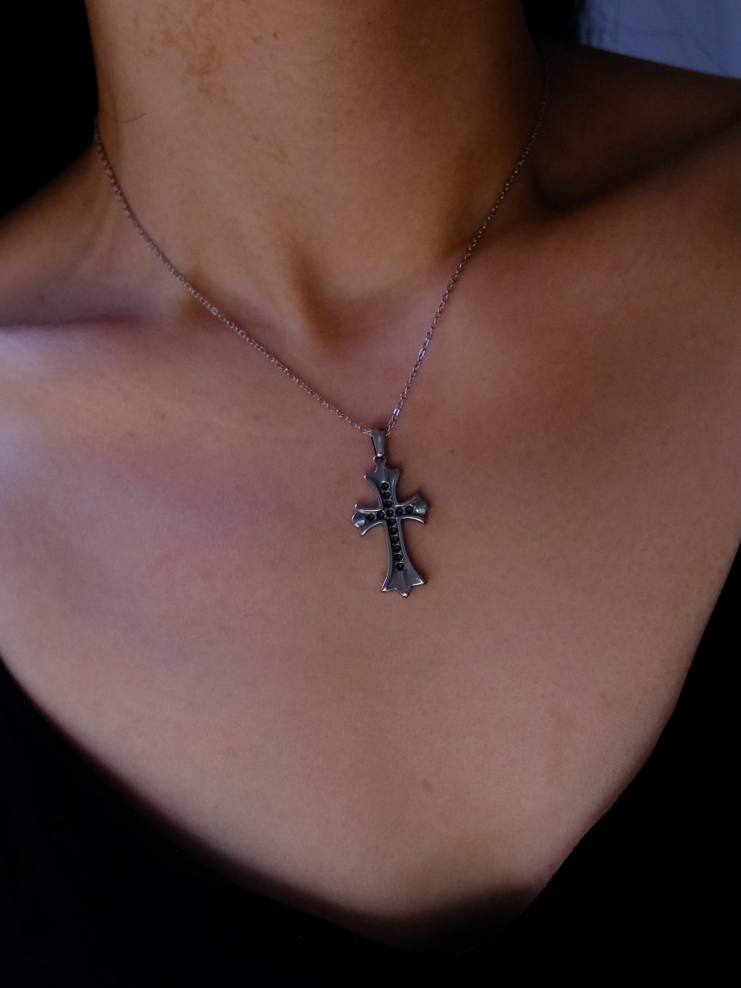 Sculptural Ethereal Cross Necklace