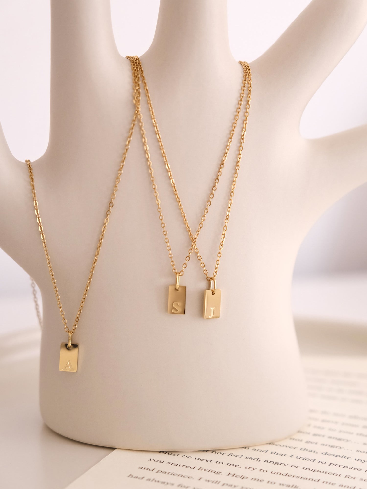 Signature Minimalist 3 Initial Tag Necklace