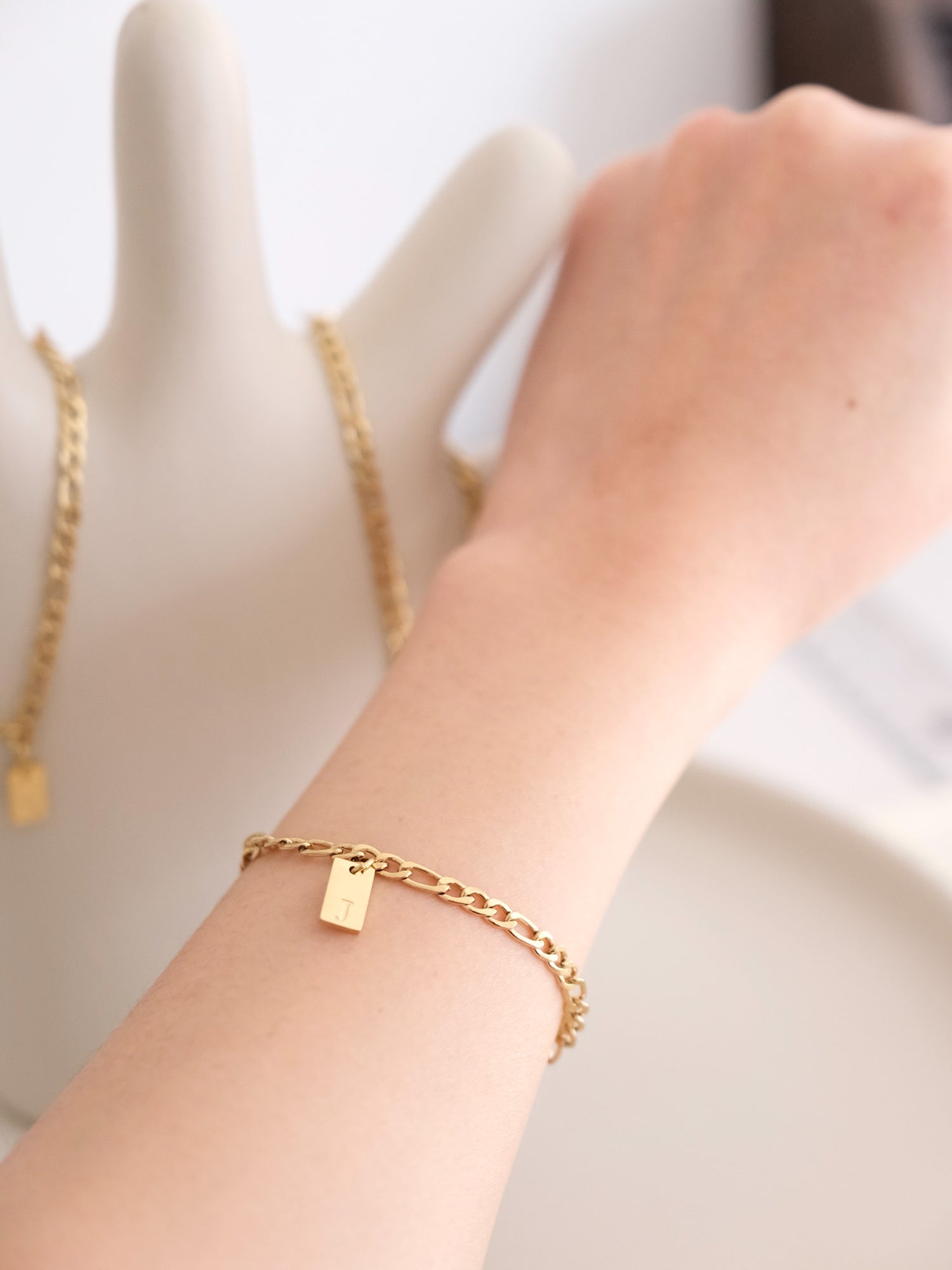 Signature Initial Tag Link Bracelet