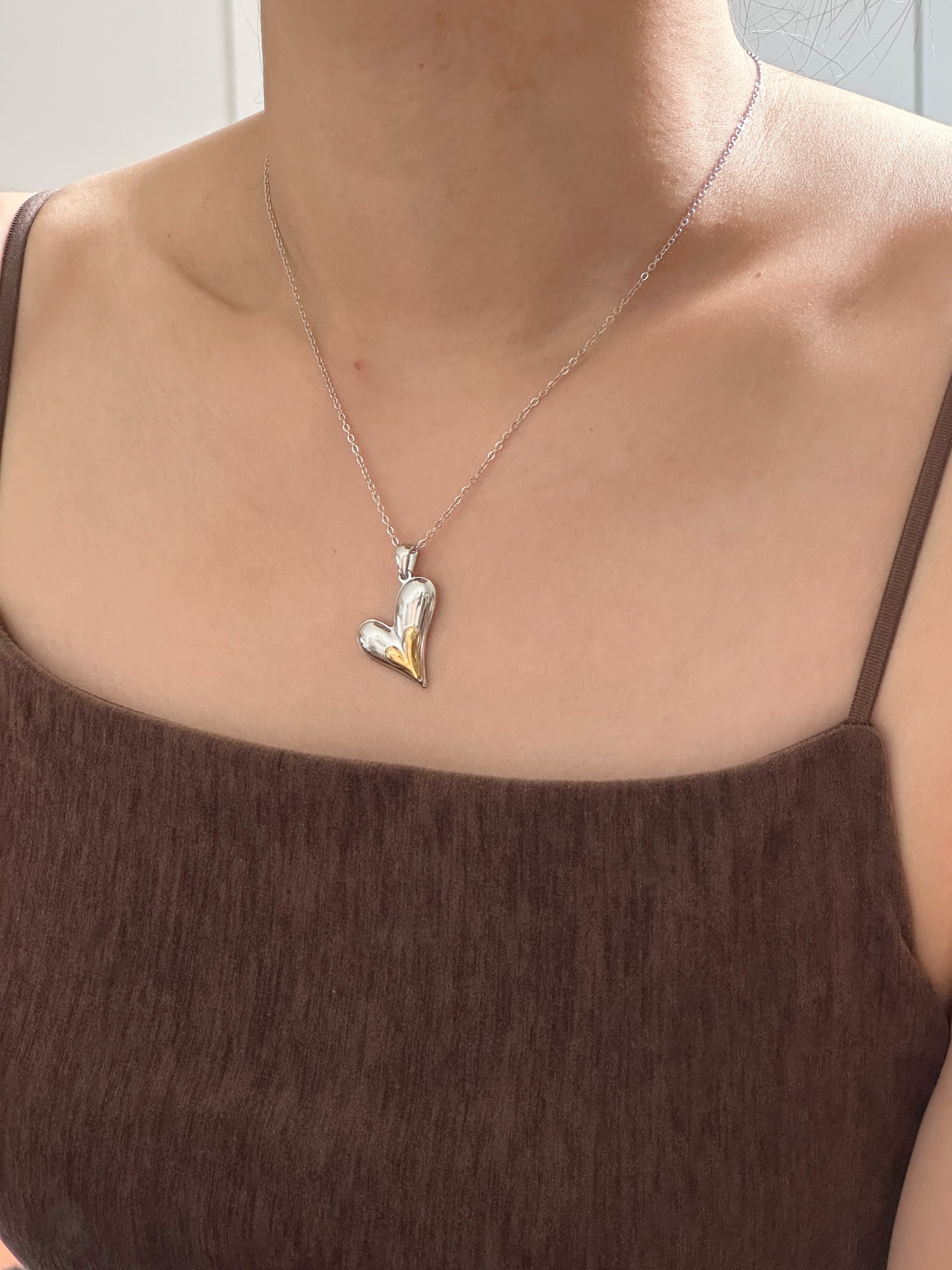 Amour Bi-Color Heart Necklace