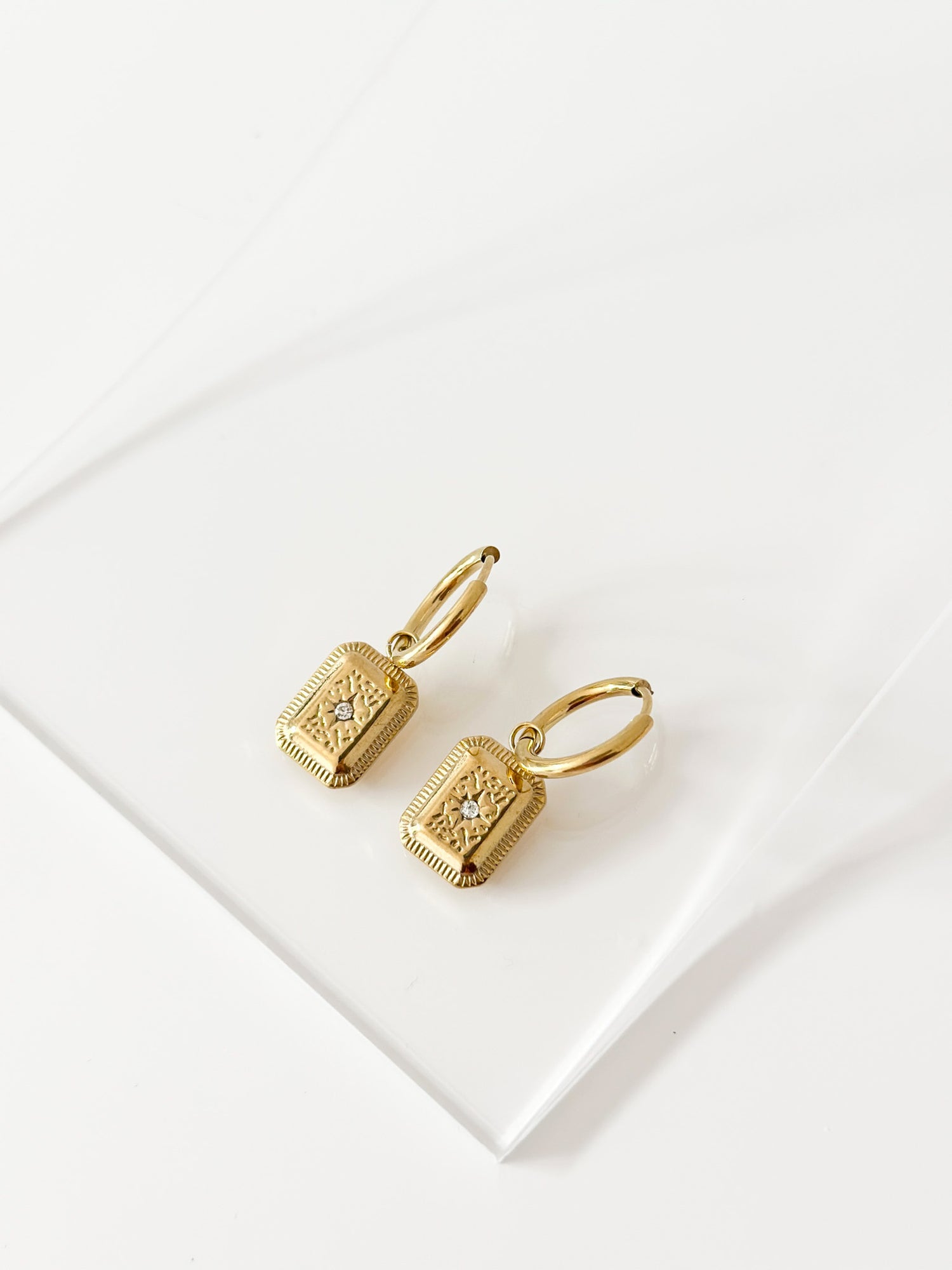 Livia Rectangle Charm Hoops