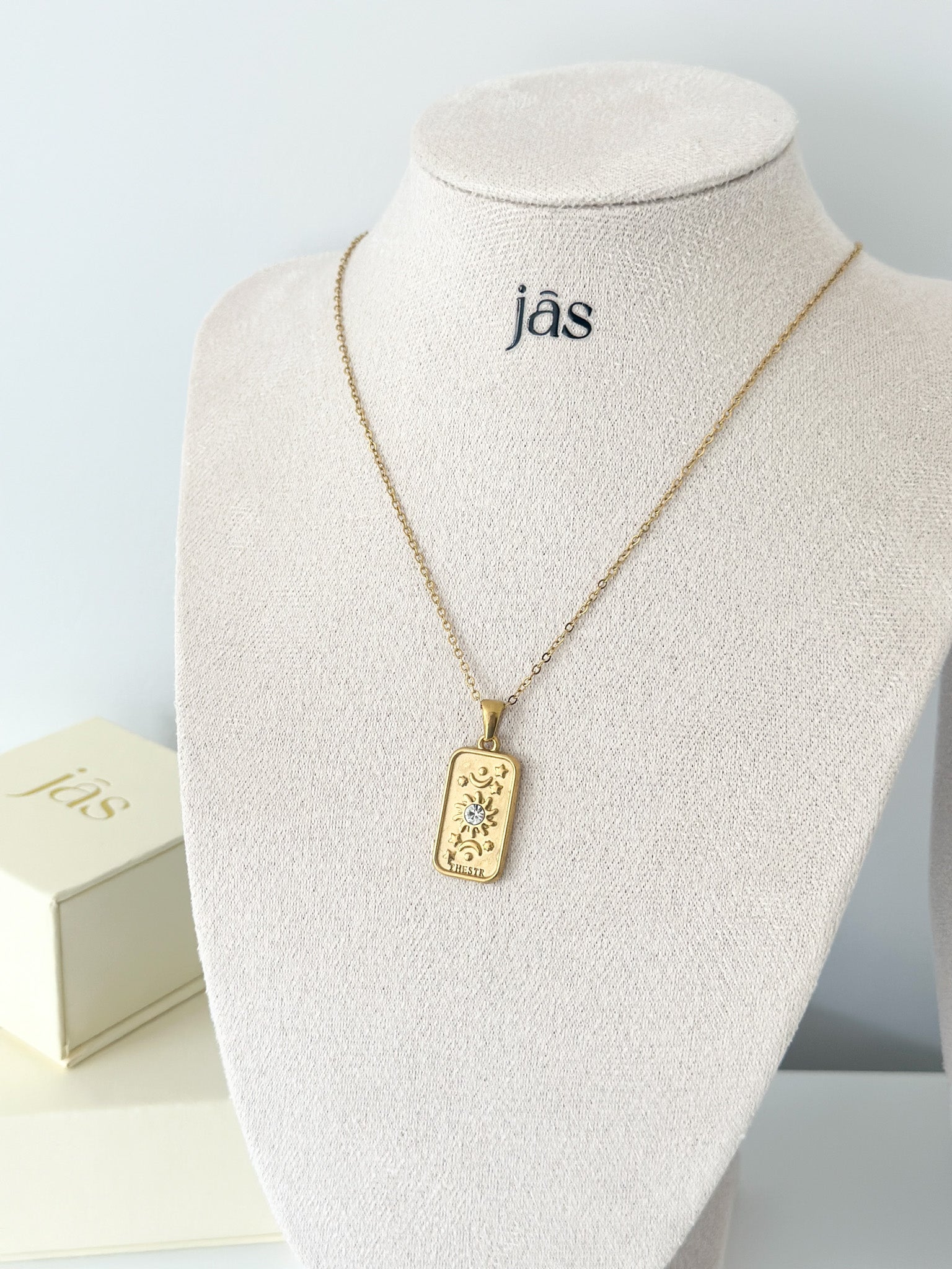 Aurelia Sun Tag Necklace - Jas | Gold necklace - Jas | Perfect On You