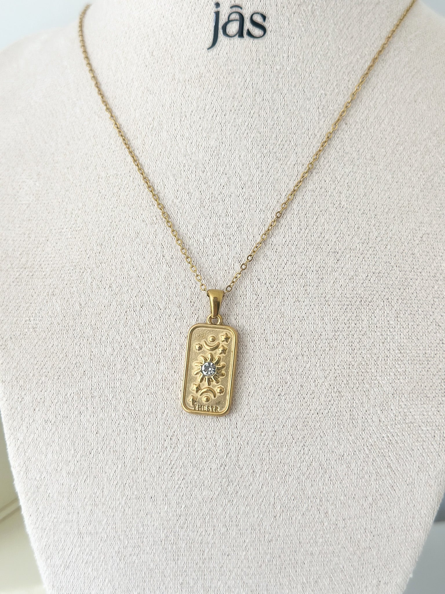 Aurelia Sun Tag Necklace - Jas | Gold necklace - Jas | Perfect On You