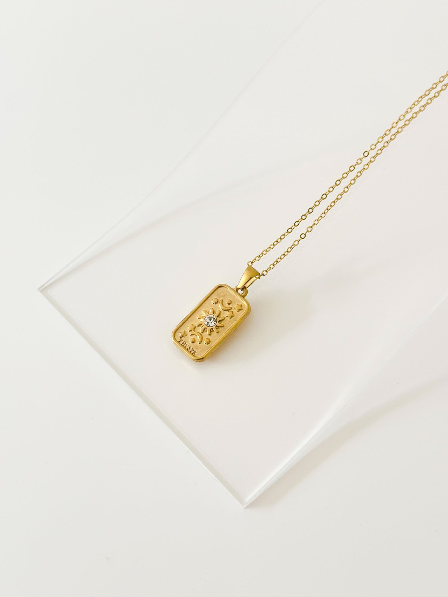 Aurelia Sun Tag Necklace - Jas | Gold necklace - Jas | Perfect On You