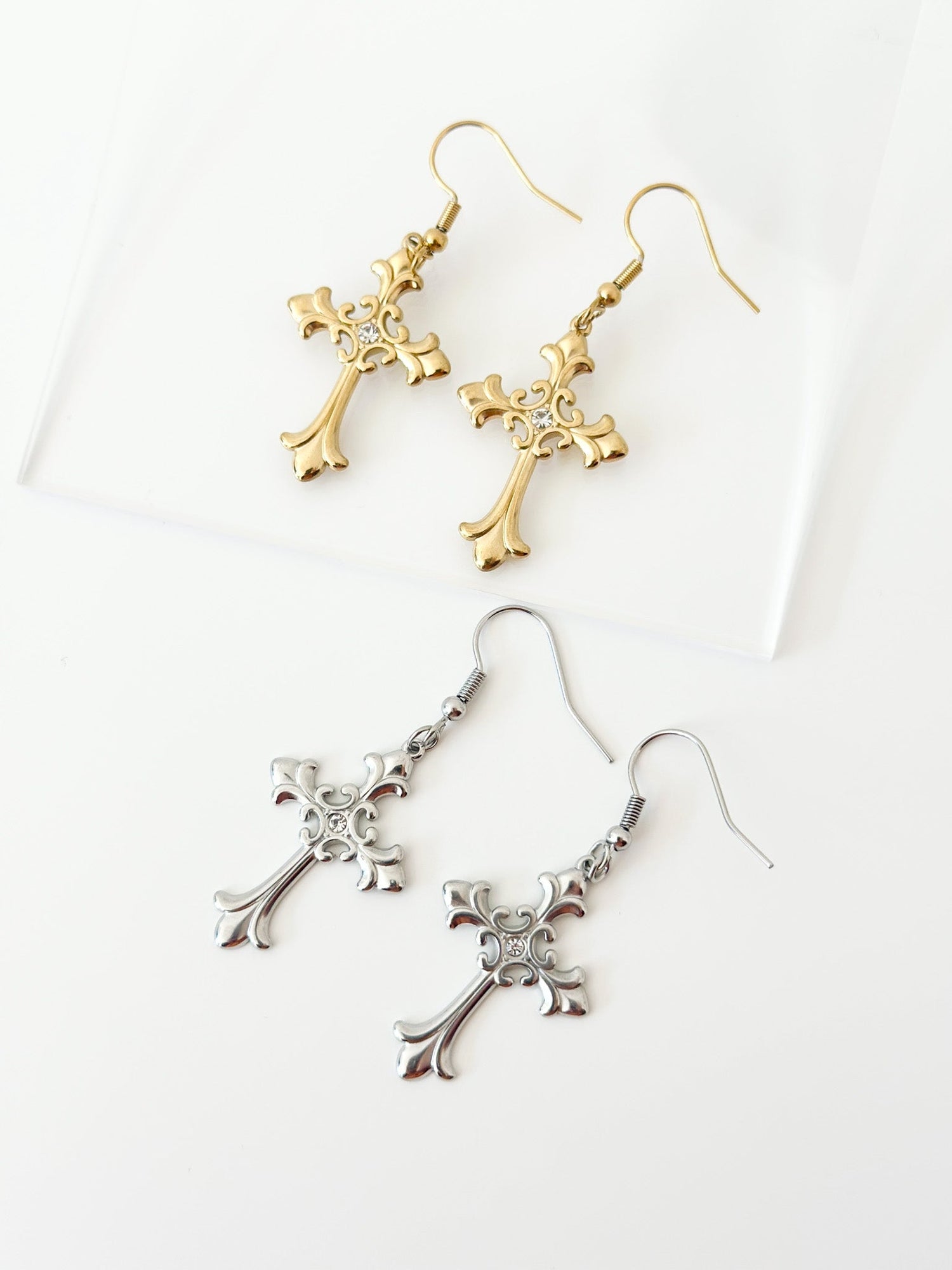 Faith Cross Drops - Jas | Hoop Earrings - Jas | Perfect On You