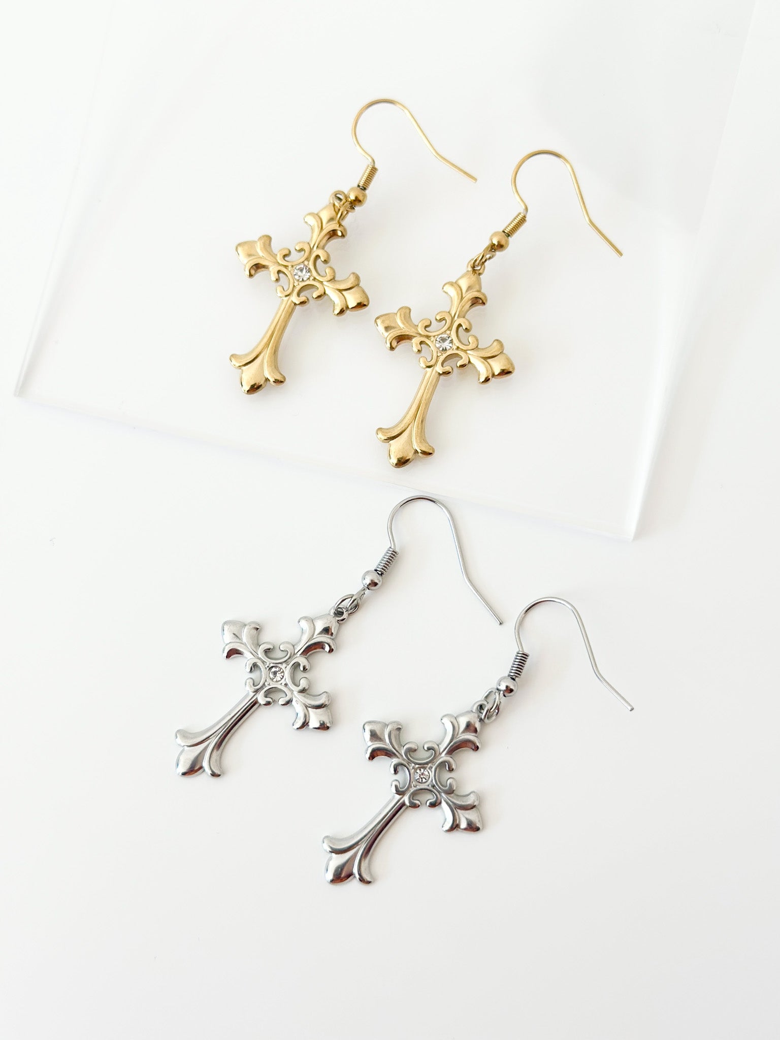 Faith Cross Drops - Jas | Hoop Earrings - Jas | Perfect On You