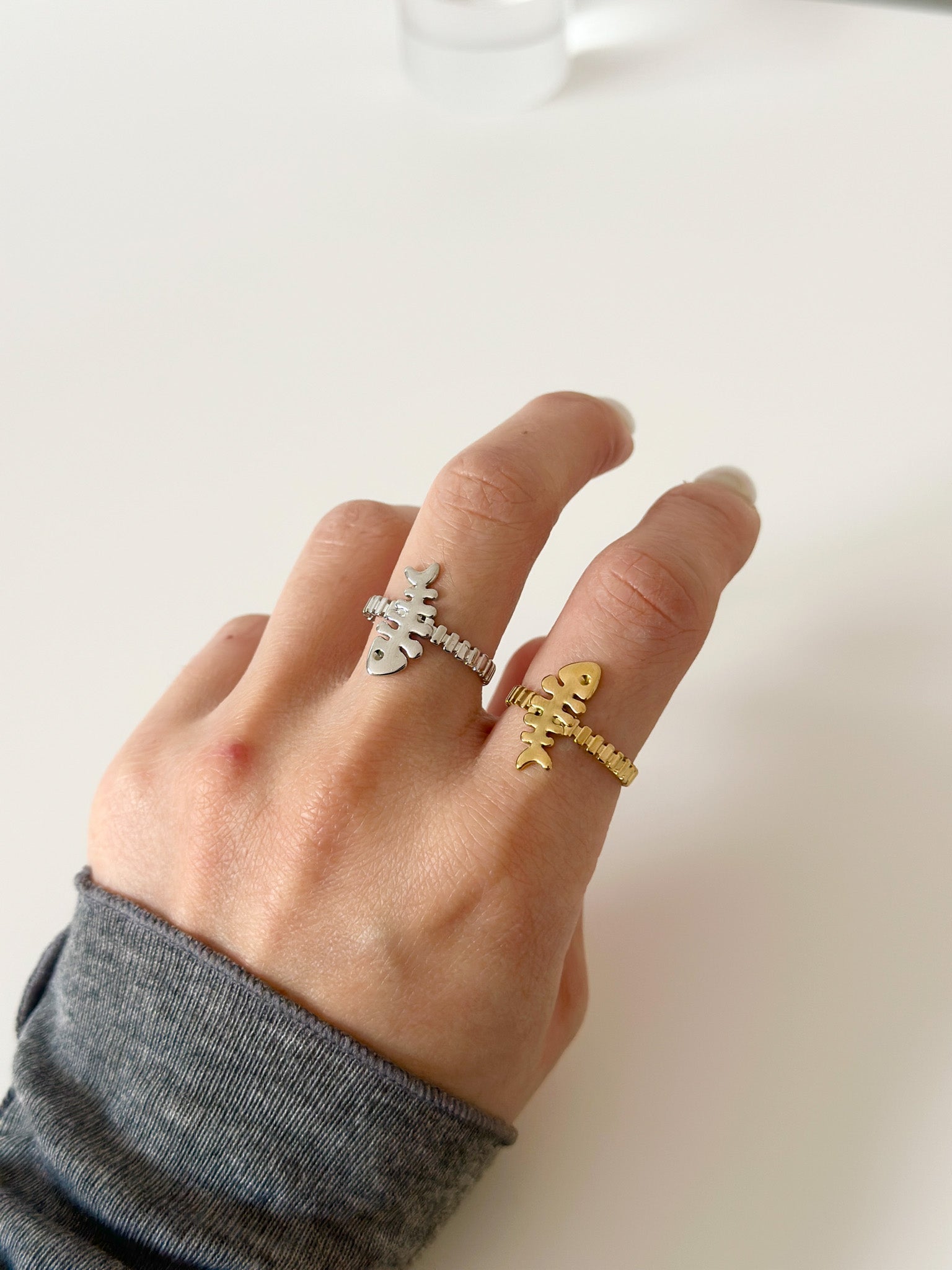 Fish Bone Dreams Ring - Jas | Gold & silver ring - Jas | Perfect On You