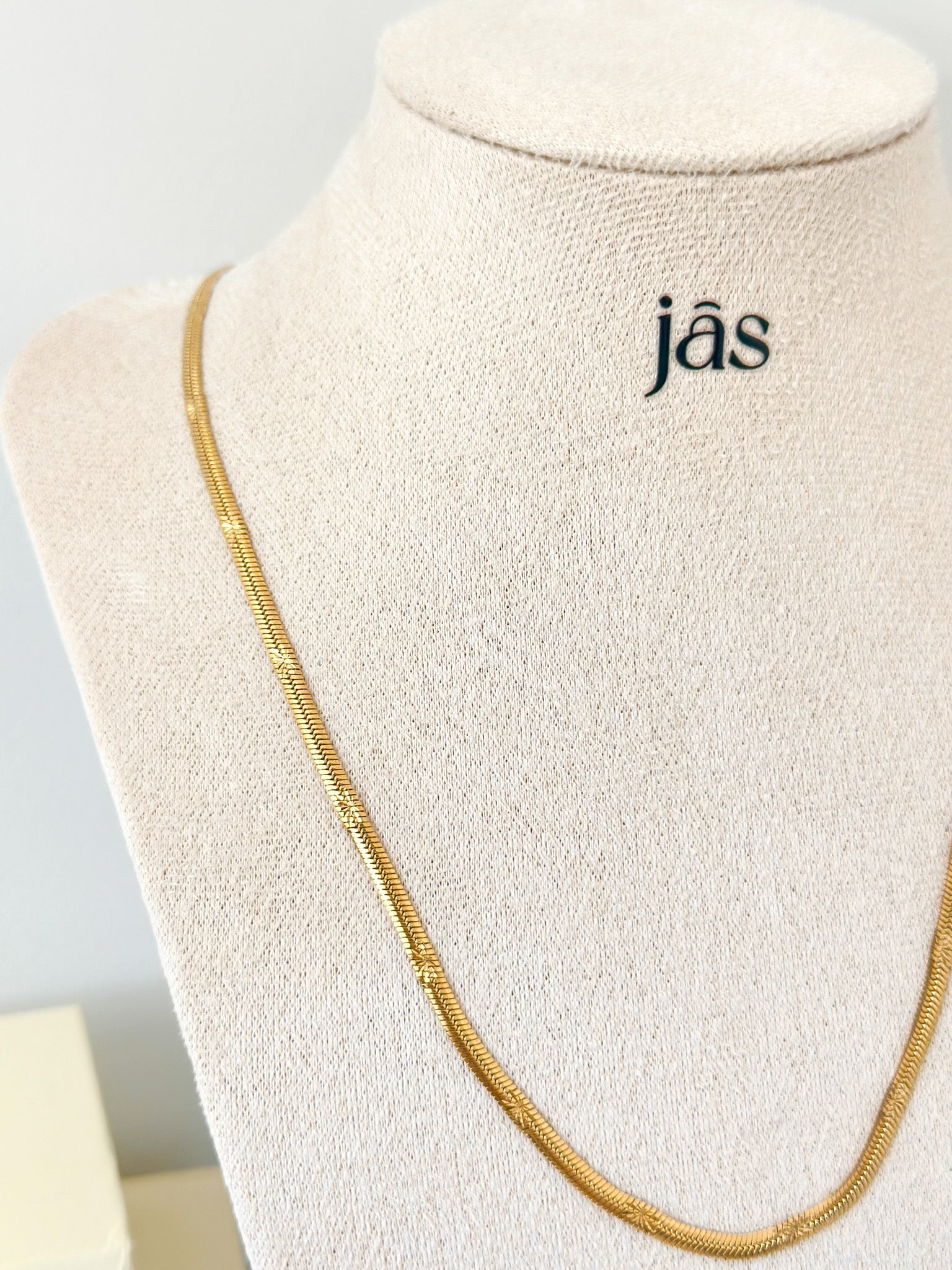Gold Star Herringbone Chain Necklace - JAS | Gold necklace - Jas | Perfect On You