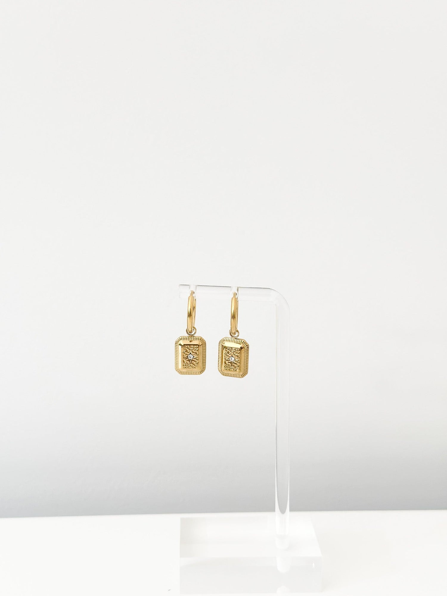 Livia Rectangle Charm Hoops - Jas | Hoop Earrings - Jas | Perfect On You