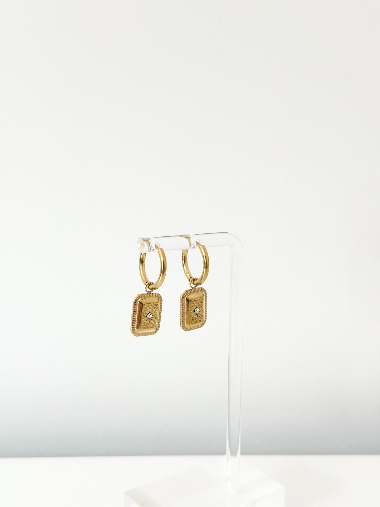 Livia Rectangle Charm Hoops - Jas | Hoop Earrings - Jas | Perfect On You