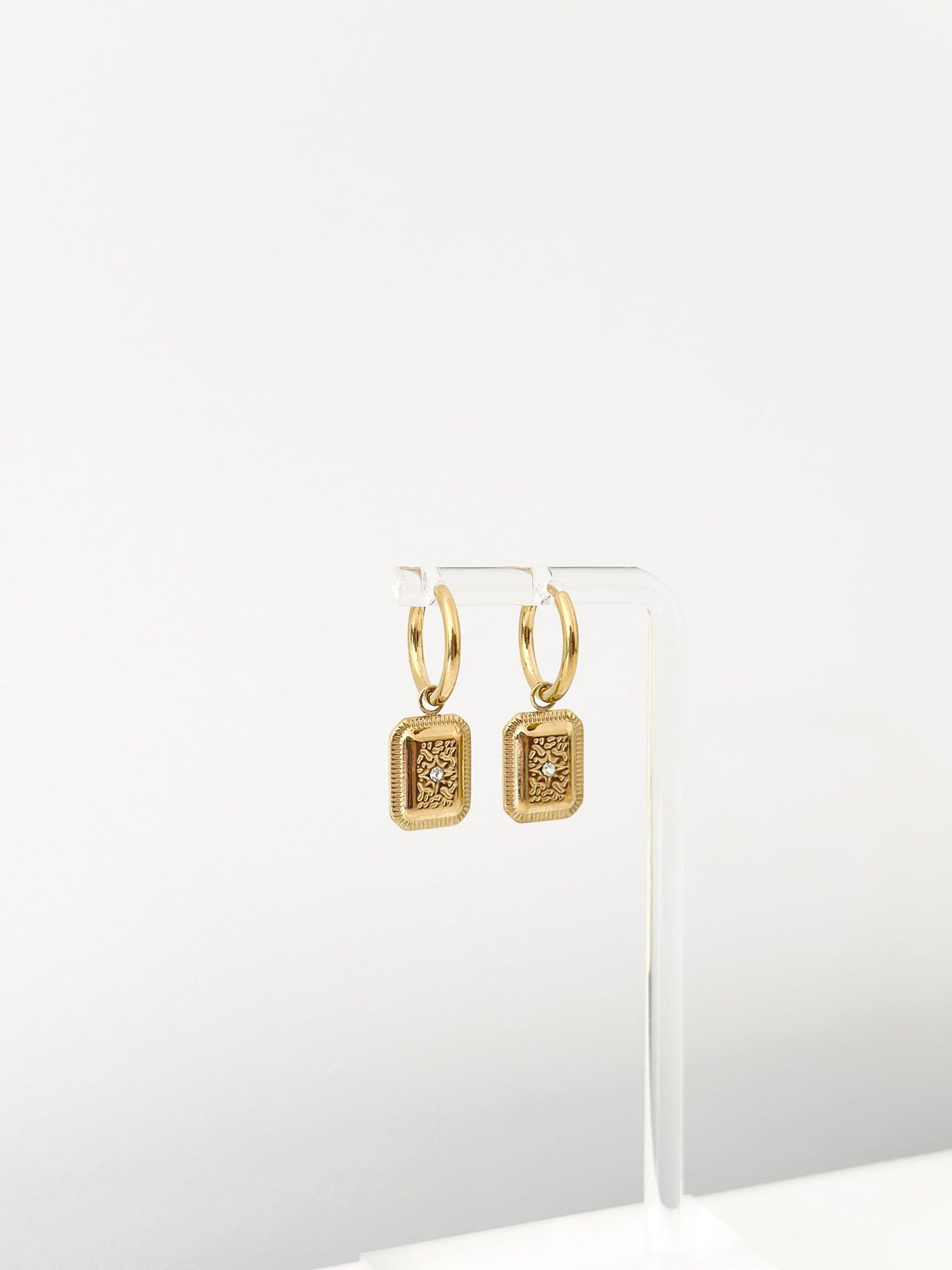 Livia Rectangle Charm Hoops - Jas | Hoop Earrings - Jas | Perfect On You