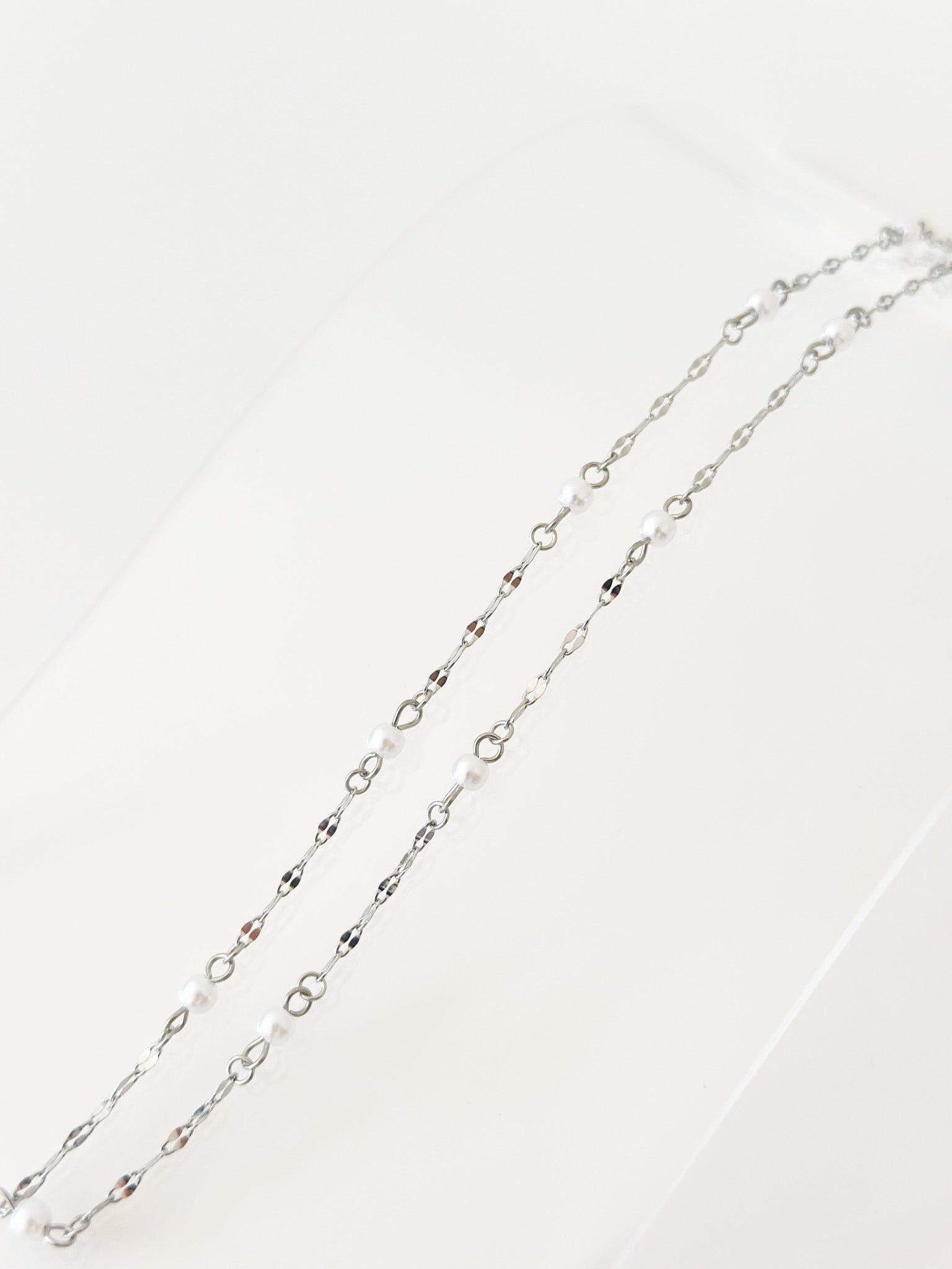 Pearl Bead chain Necklace - JAS | Silver necklace - Jas | Perfect On You