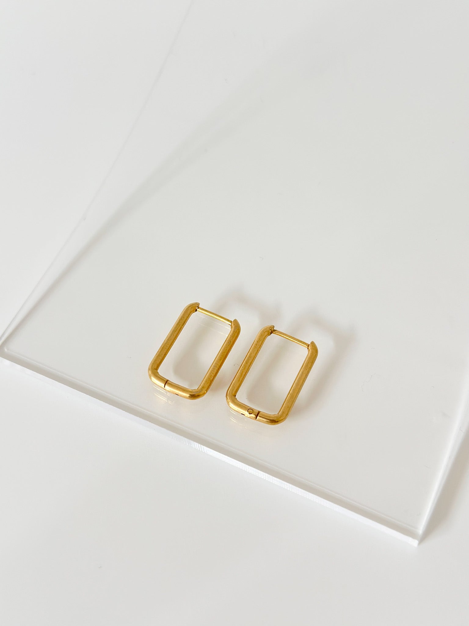Small Geometric Rectangle Hoops - - Jas | Perfect On You