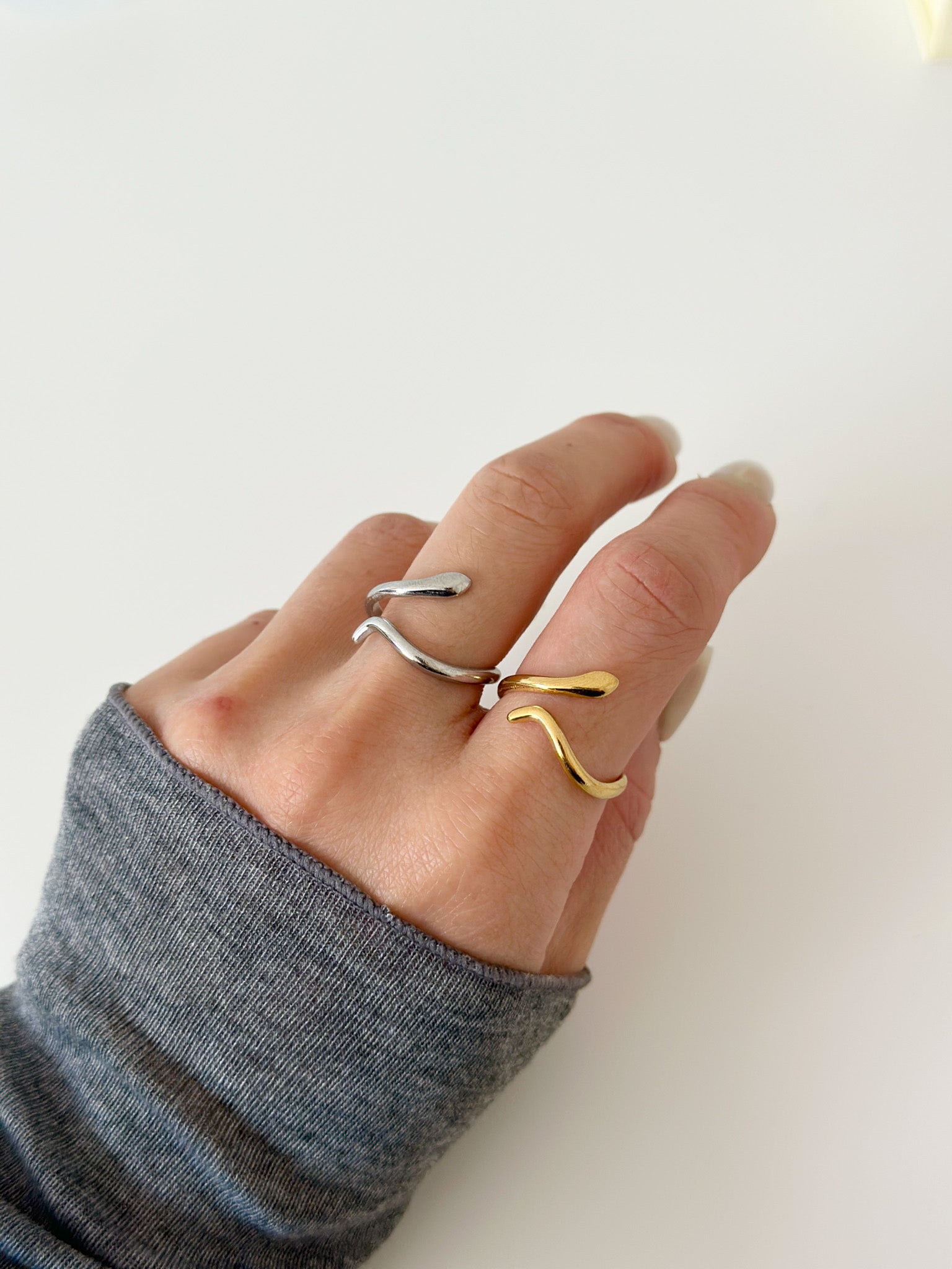 Wave Duo Ring - Jas | Gold & silver ring - Jas | Perfect On You