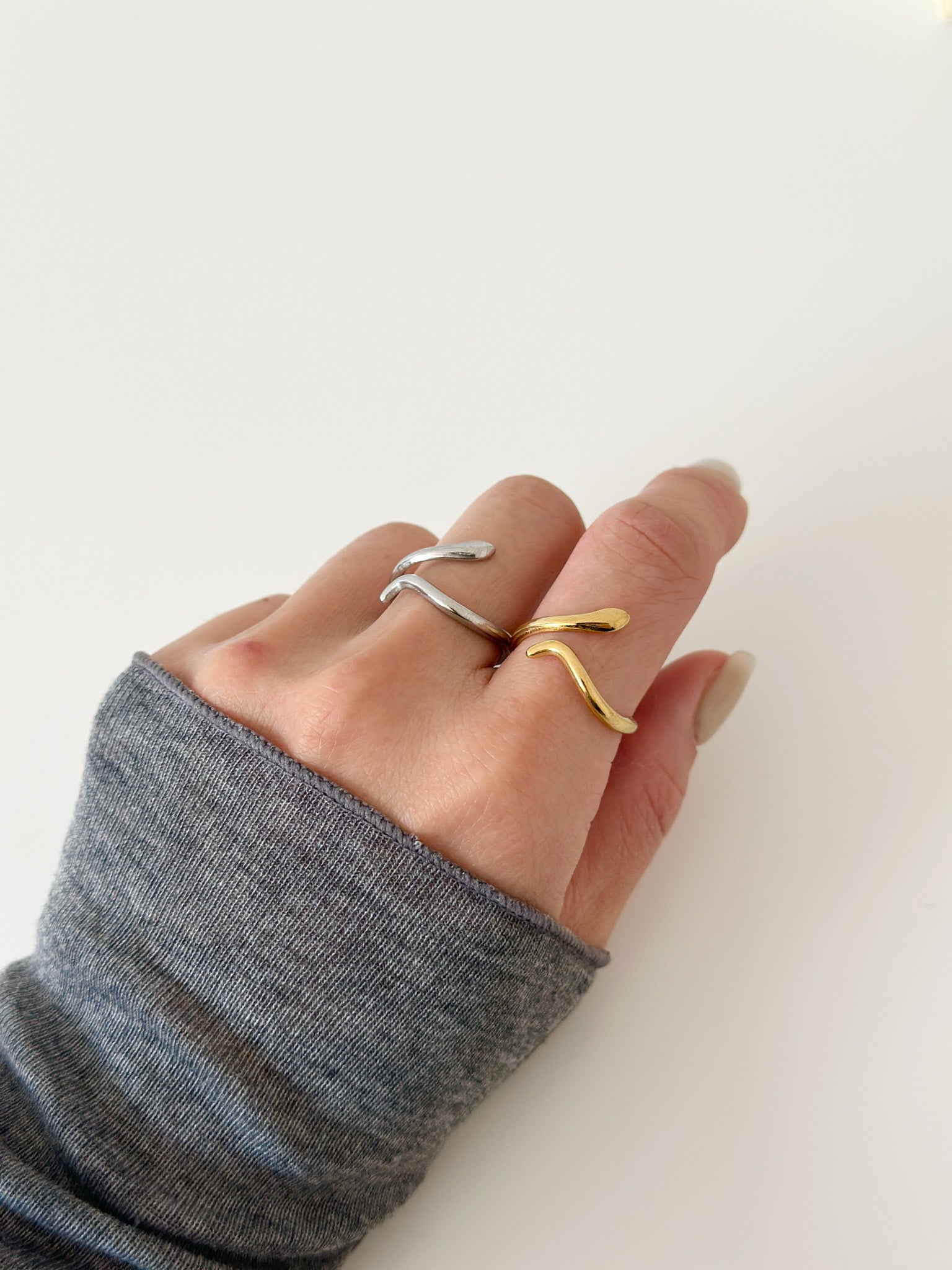 Wave Duo Ring - Jas | Gold & silver ring - Jas | Perfect On You